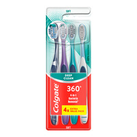 Colgate 360 Deep Clean Tandbørste soft - 4 stk.